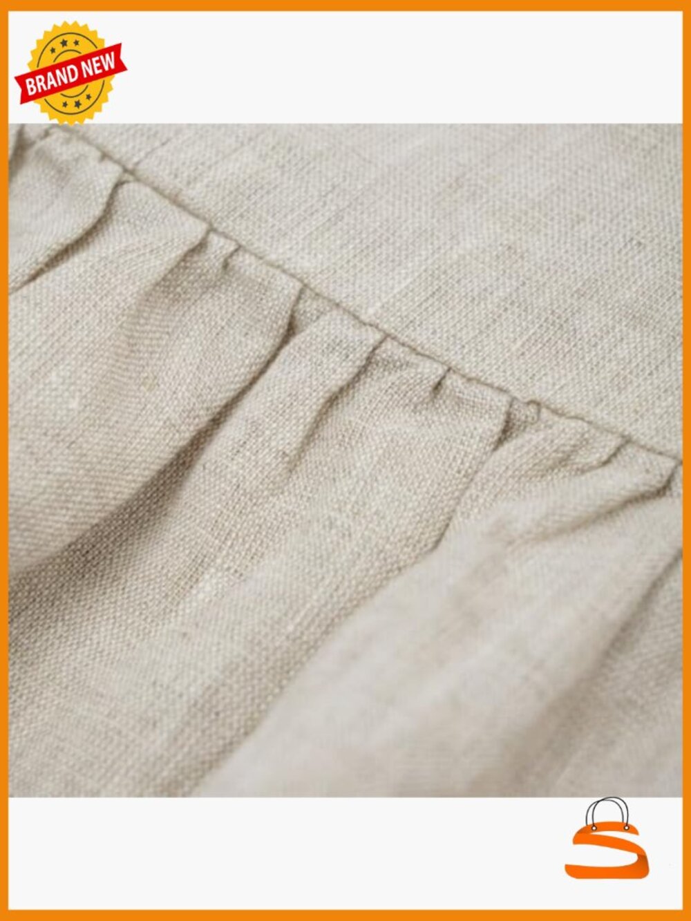 100% Linen High Rise Ruffle Mini Skirt A-Line Summer - Picture 6 of 6